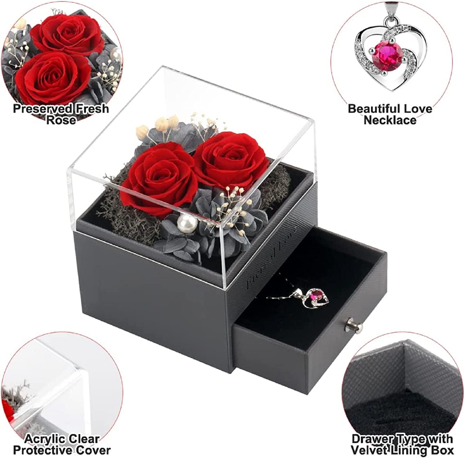 Eternal Rose Gift Box With Necklace – LuxuryAffordables