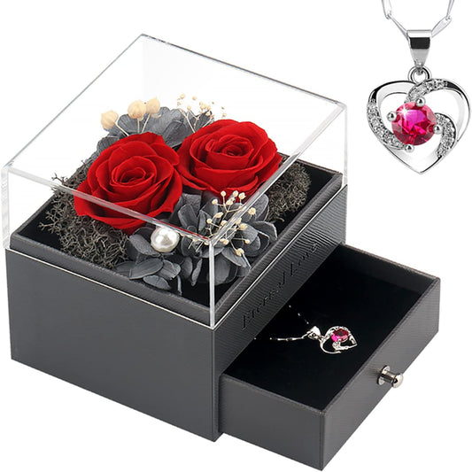 Eternal Rose Gift Box With Necklace